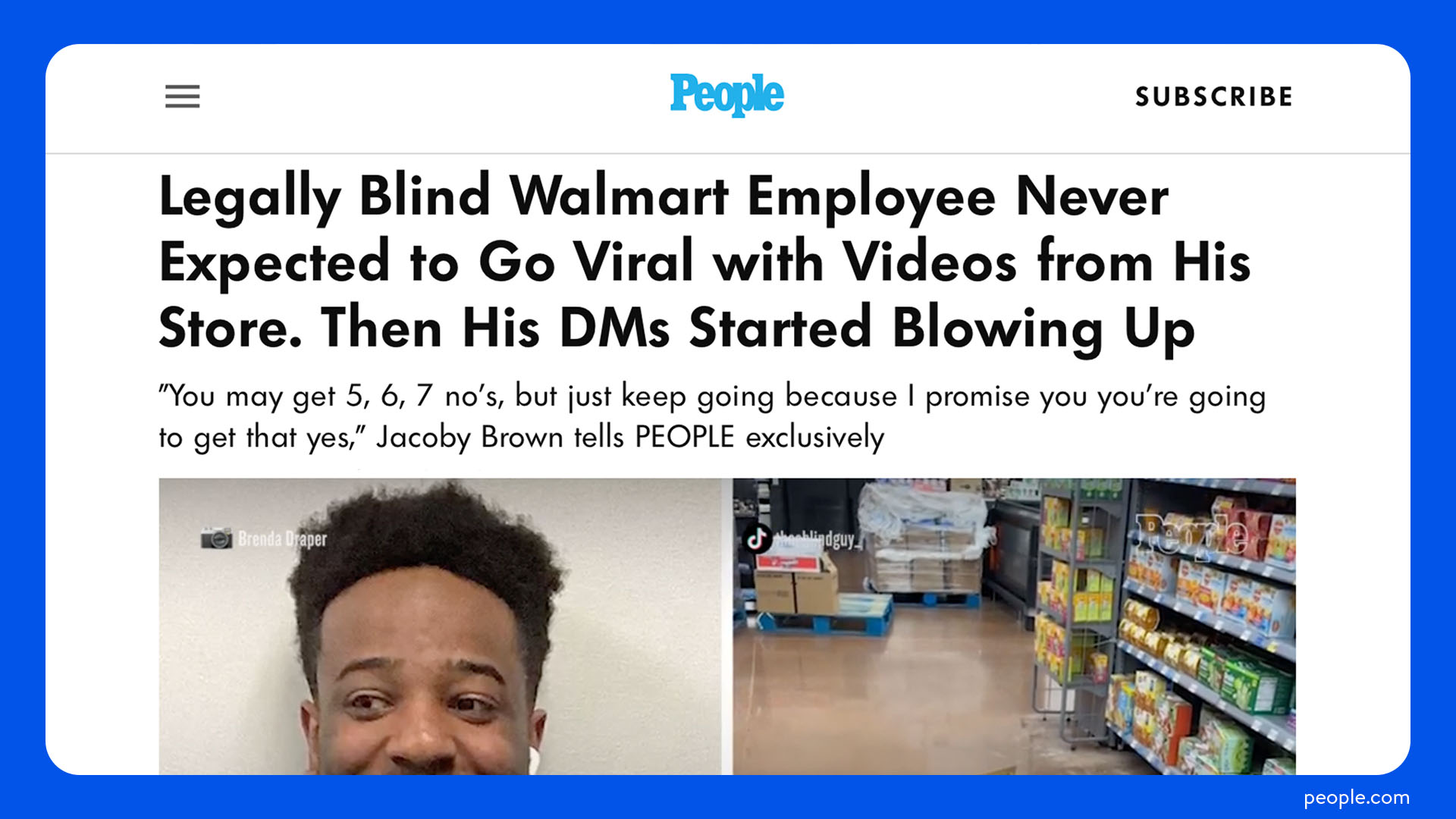 An online article about associate Jacoby Brown.